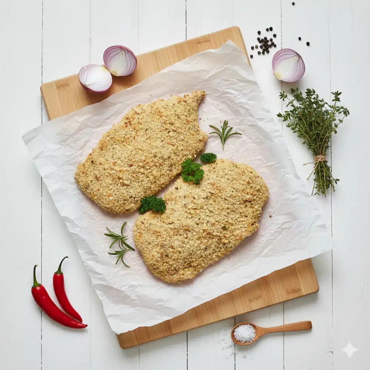 Crumbed Herb and Garlic Chicken Schnitzel 1 Crumbed Herb and Garlic Schnitzel