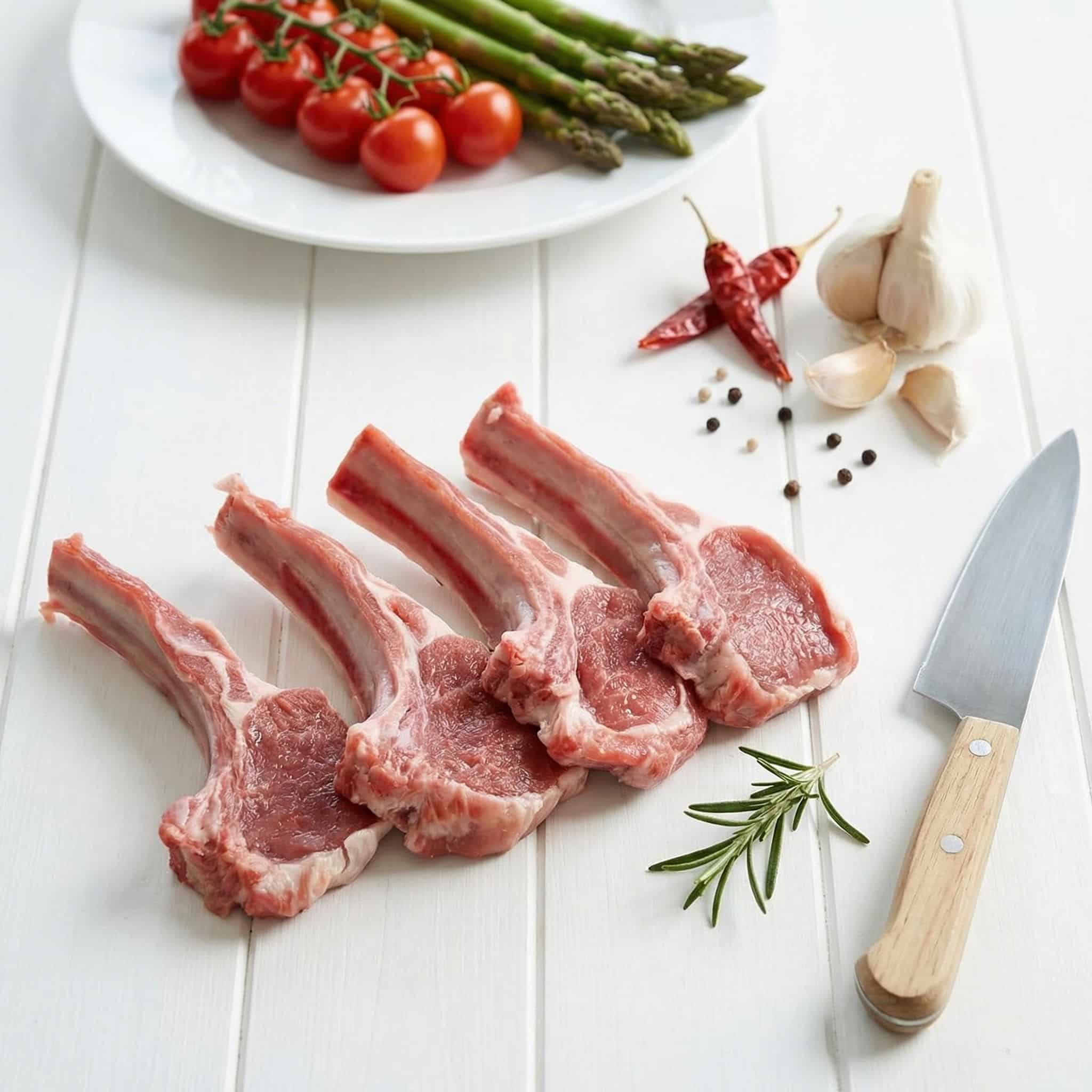 Lamb Cutlets 4 Lamb Cutlets and Fresh Vegetables