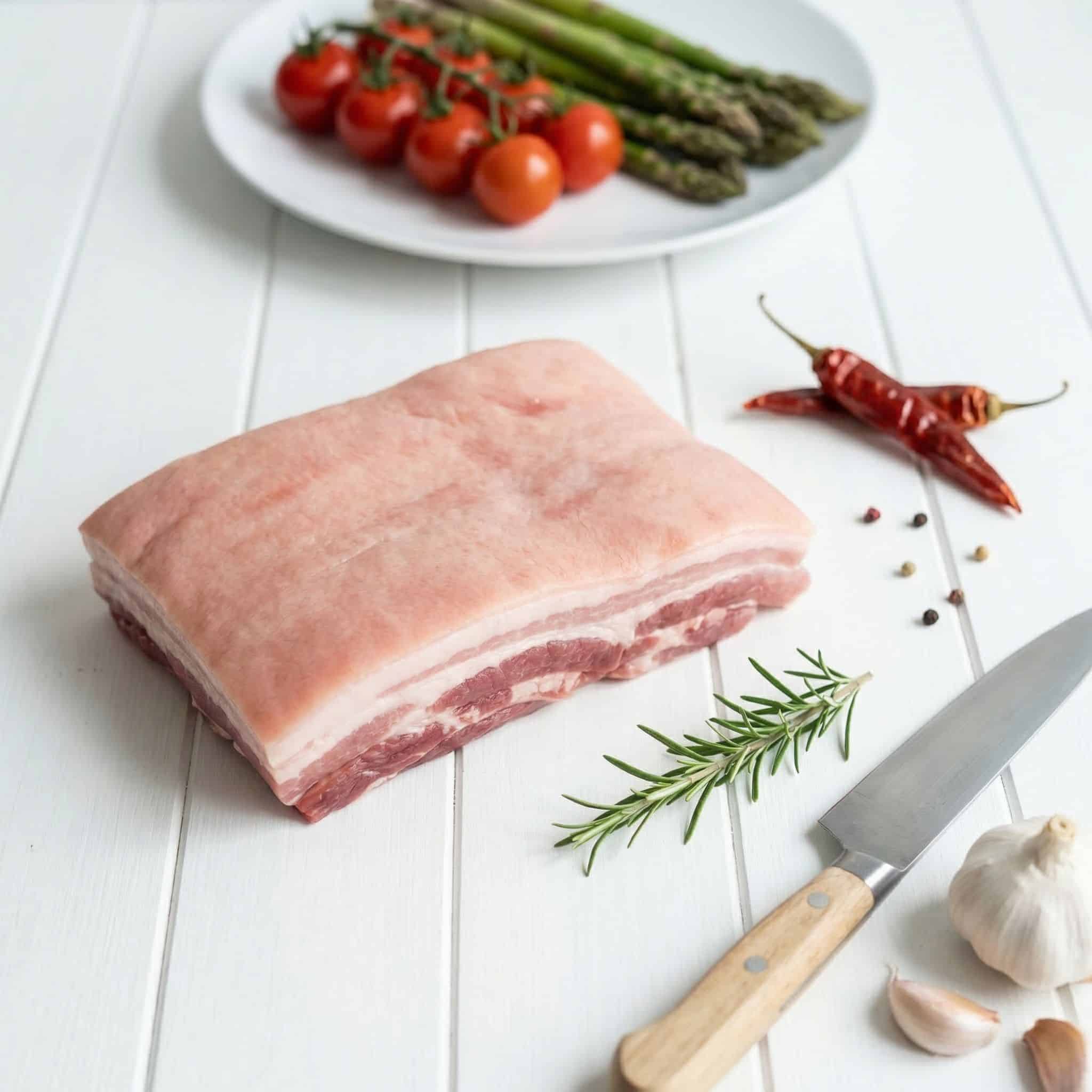 Whole Pork Belly 5 Whole Pork Belly with fresh vegetables.