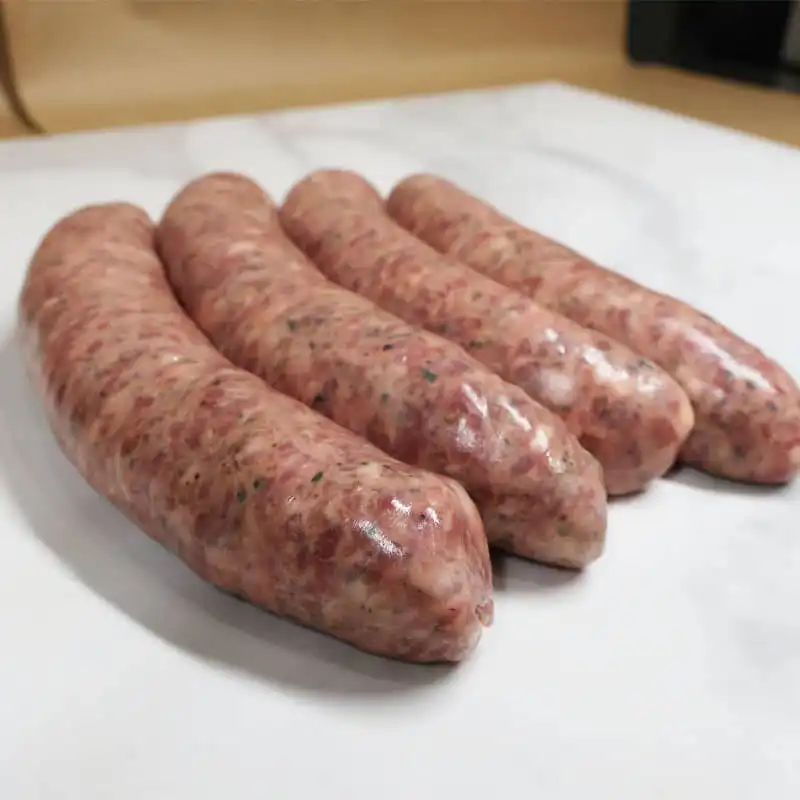 Italian Sausages 2 Line up of raw sausages