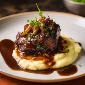 Sherry Braised Pork 2 Sherry Braised Pork on Mashed Potatoes