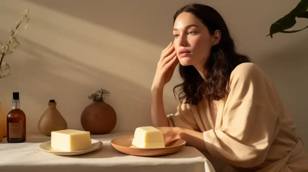 detonto An image of a woman applying a cream on her face with a c3bc3c2c 2c24 486f b4ae 909a2fd9265b
