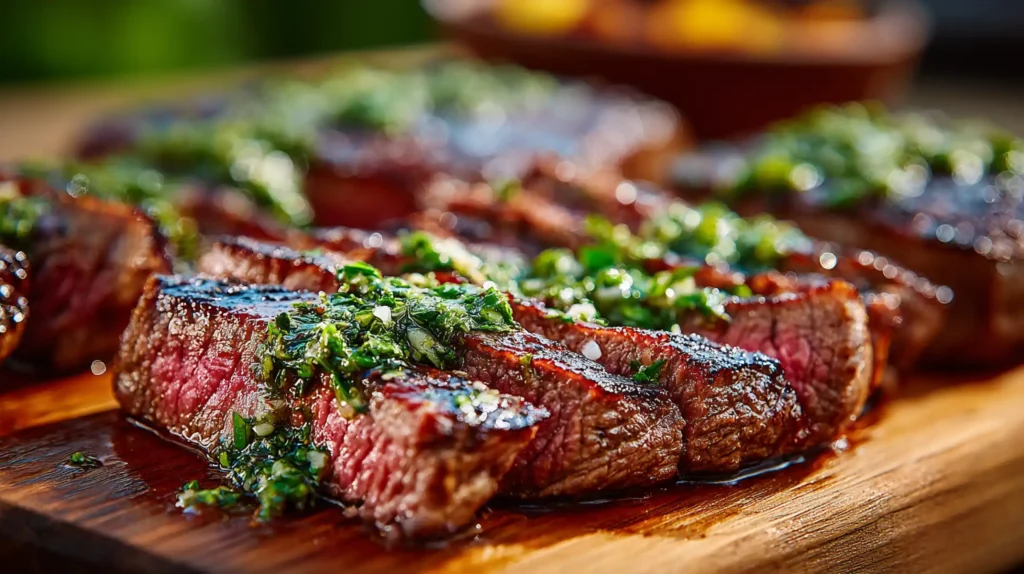 Spring BBQ Ideas: 10 Fresh Flavours for the Grill 9 Juicy steaks topped with vibrant chimichurri.