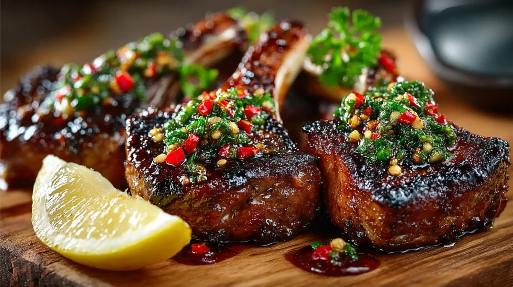 Spring BBQ Ideas: 10 Fresh Flavours for the Grill 3 Grilled lamb cutlets with vibrant garnish.