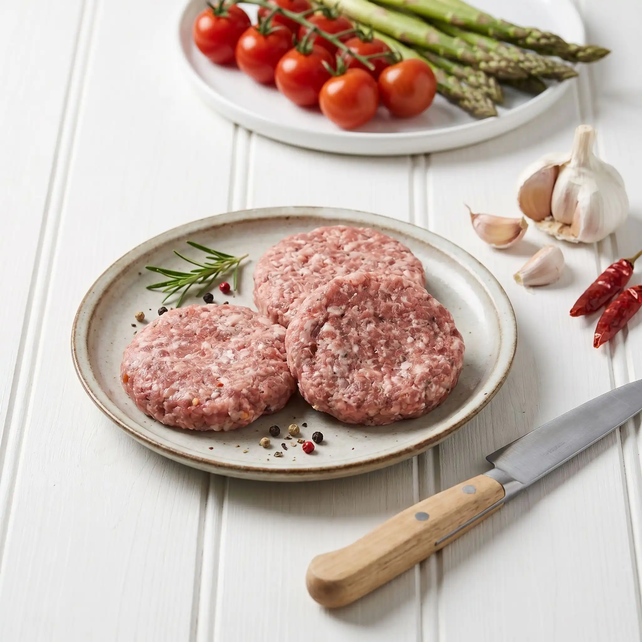 Breakfast Sausage Patties 1 Raw breakfast sausage patties on a plate