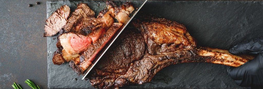 Cattleman's Cutlet: The Mini Roast Beef Meal for One 6 Slicing a large cooked steak