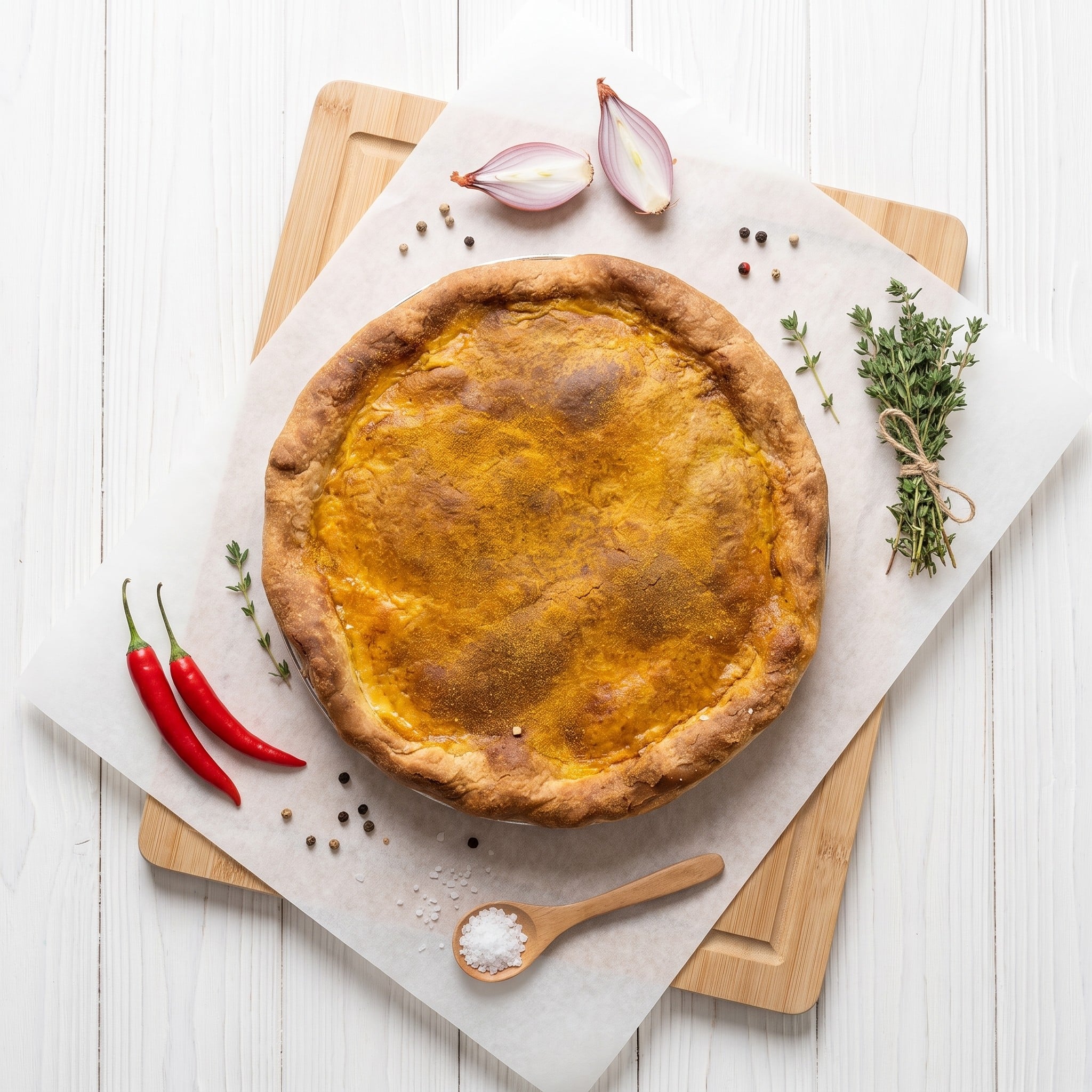 Family Curry Beef Pie 3 Family Curry Beef Pie - Overhead