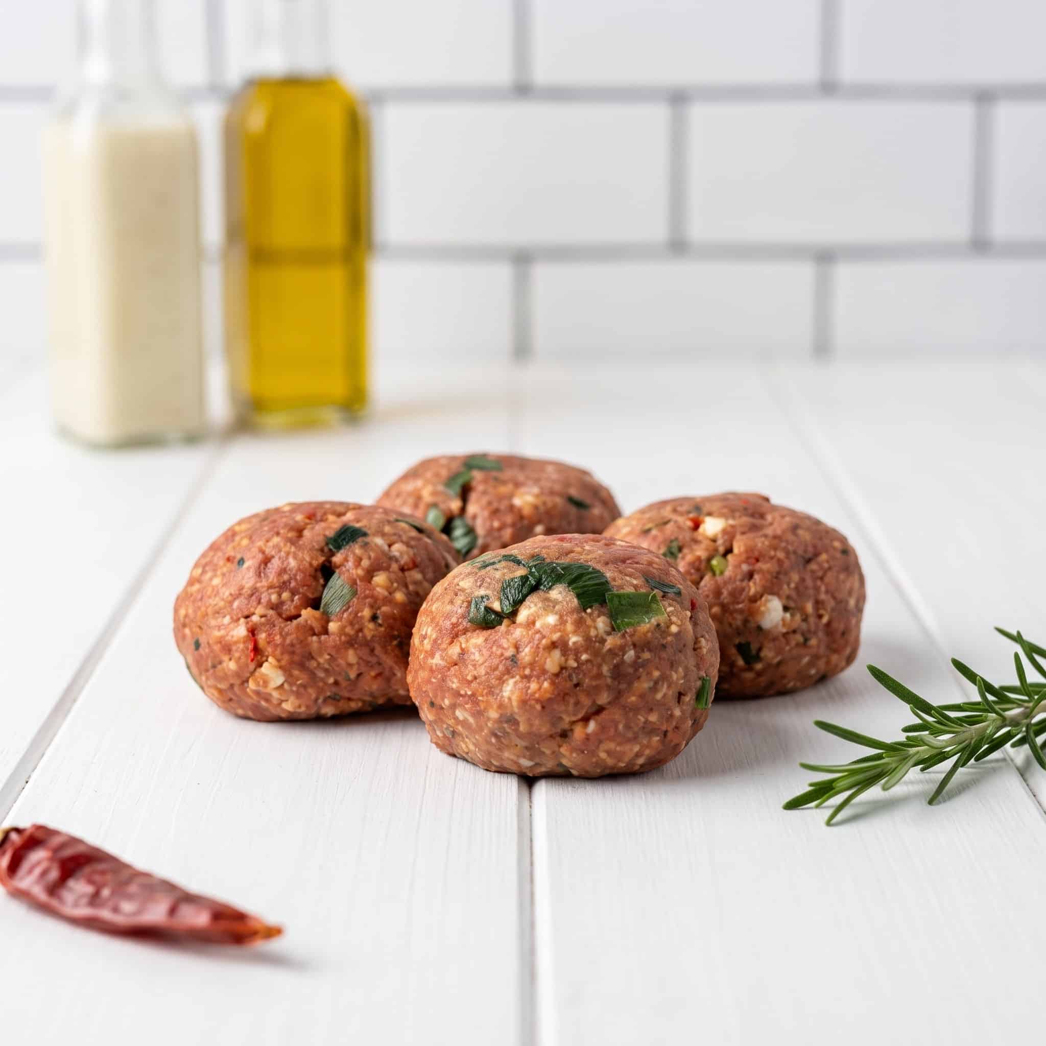 Lamb Burger Patties with Mint & Feta 2 Lamb Burger Patties with Mint and Feta - Look Right
