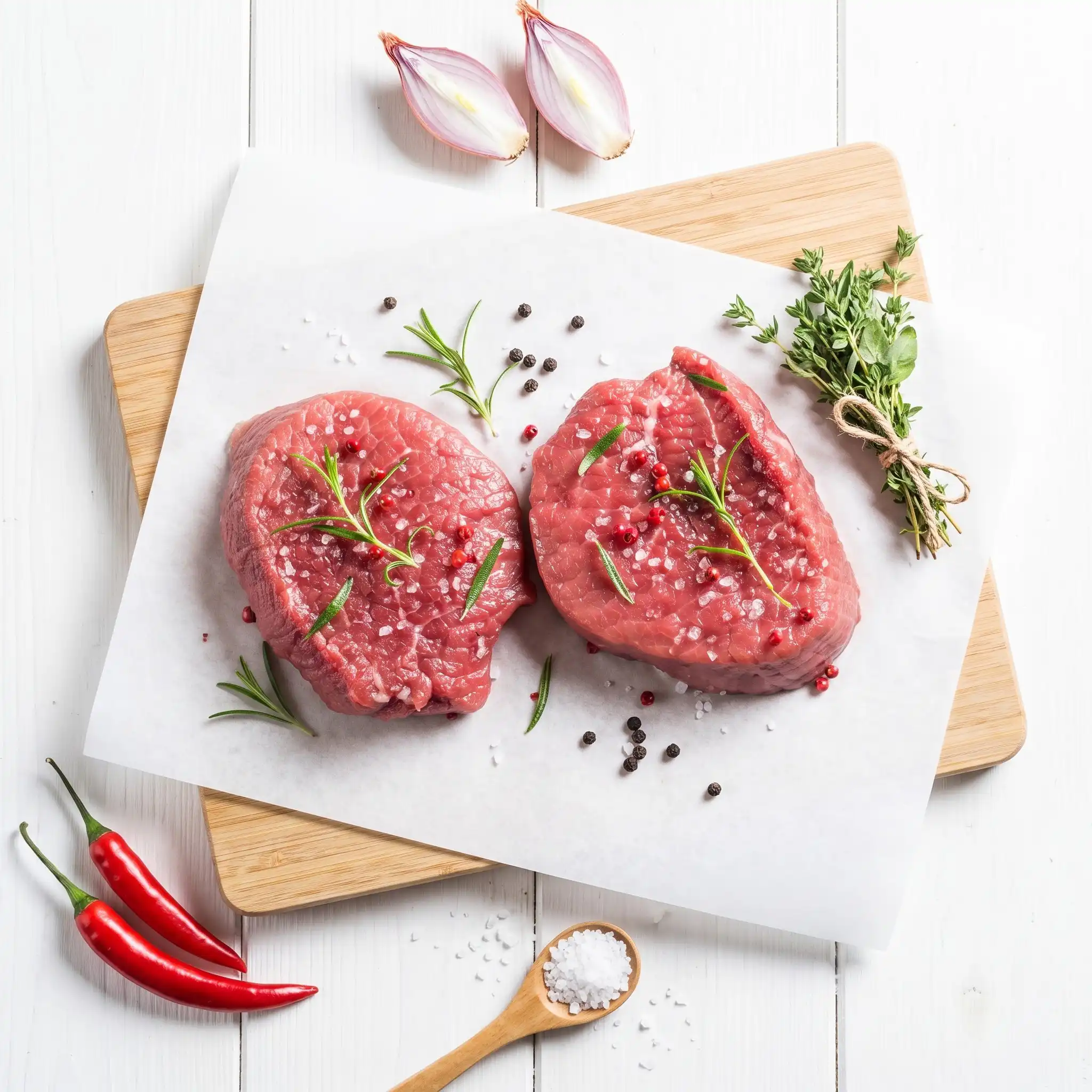 Grass Fed Beef Fillet Steak 1 Grass Fed Beef Fillet Steak - Overhead