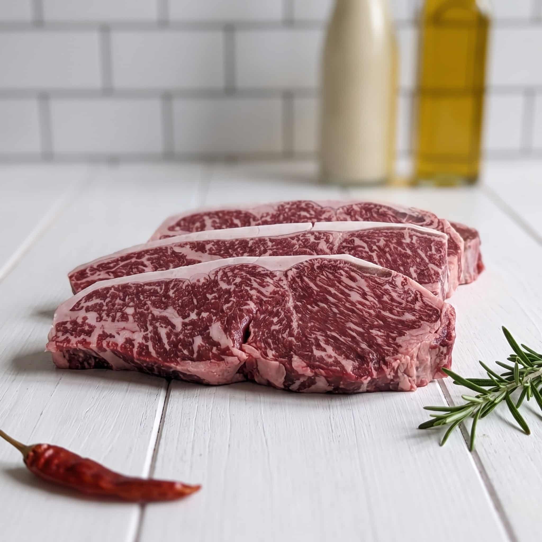 Wagyu New York Steak 2 Wagyu New York Steak - Look Right